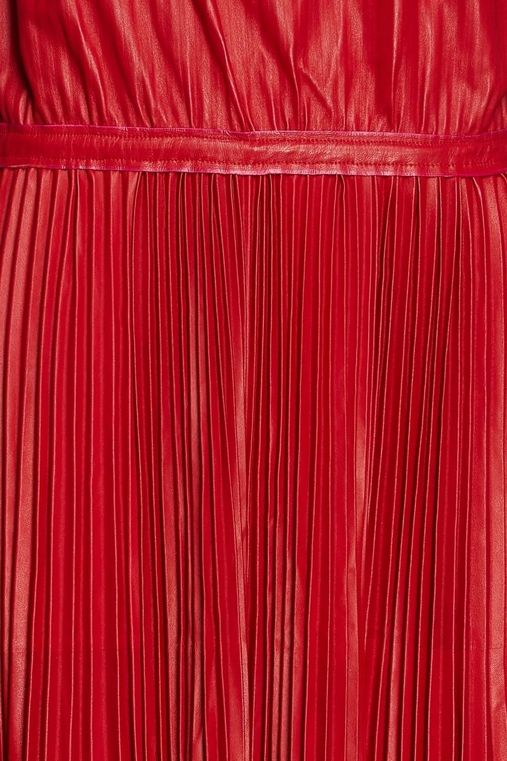 VALENTINO GARAVANI Pleated leather midi dress