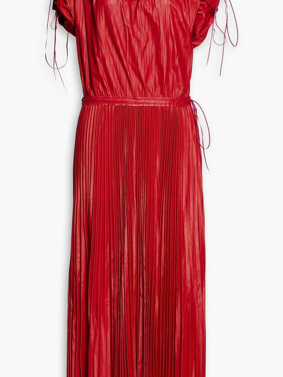 pleated leather midi dress