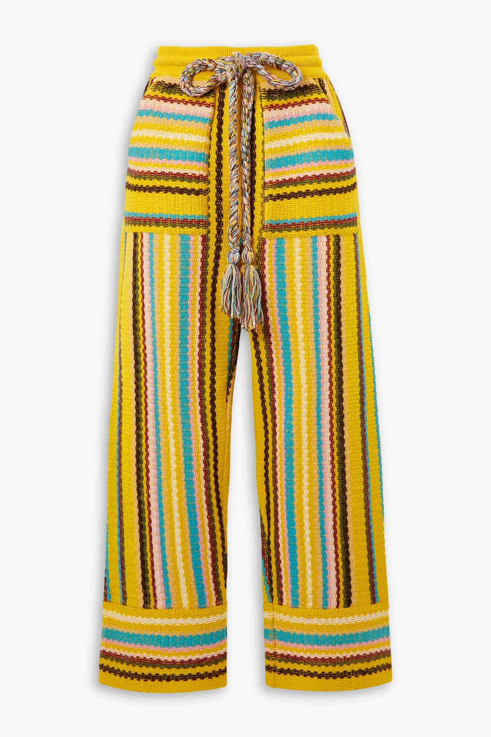 Alanui Follow Your Nature Striped Wool Pants In Yellow