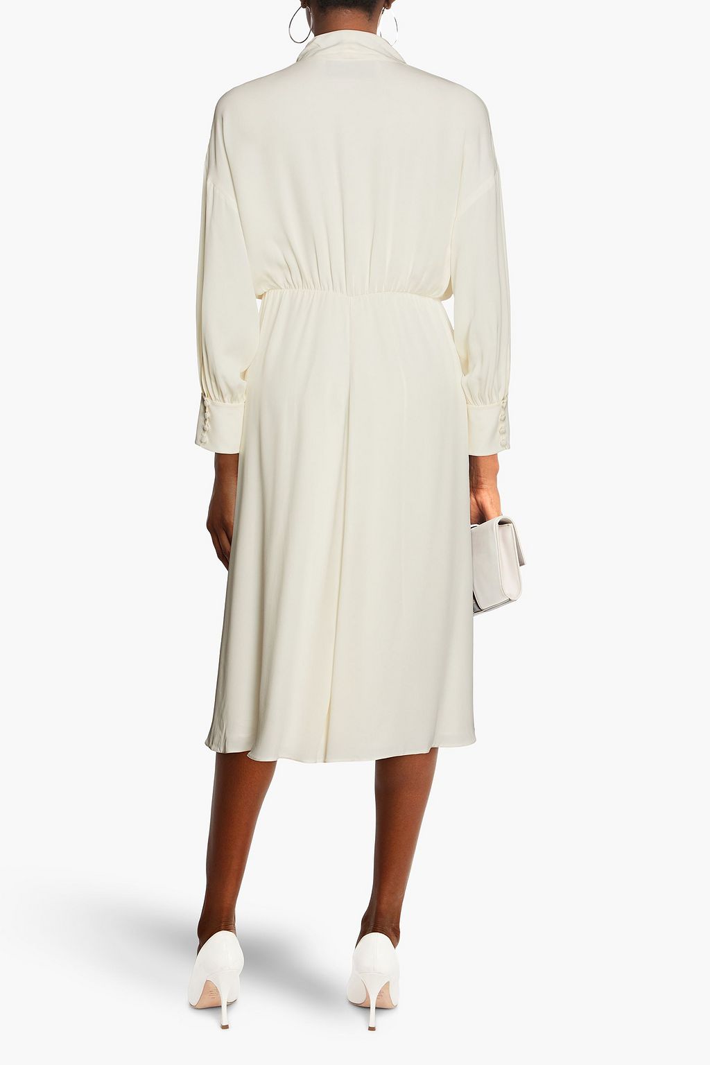 VALENTINO GARAVANI Gerafftes Midikleid aus Seiden-Crêpe mit Schluppe