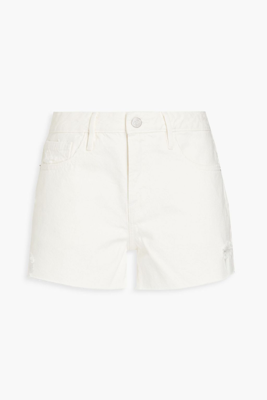 FRAME Le Grand Garcon distressed denim shorts | THE OUTNET