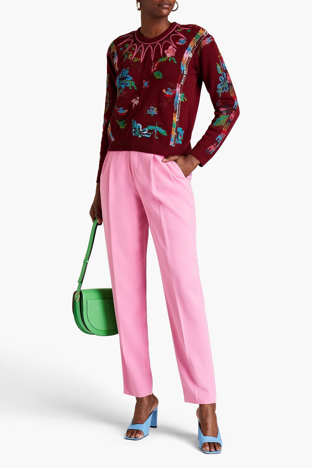 VALENTINO GARAVANI Embroidered wool and cashmere-blend sweater