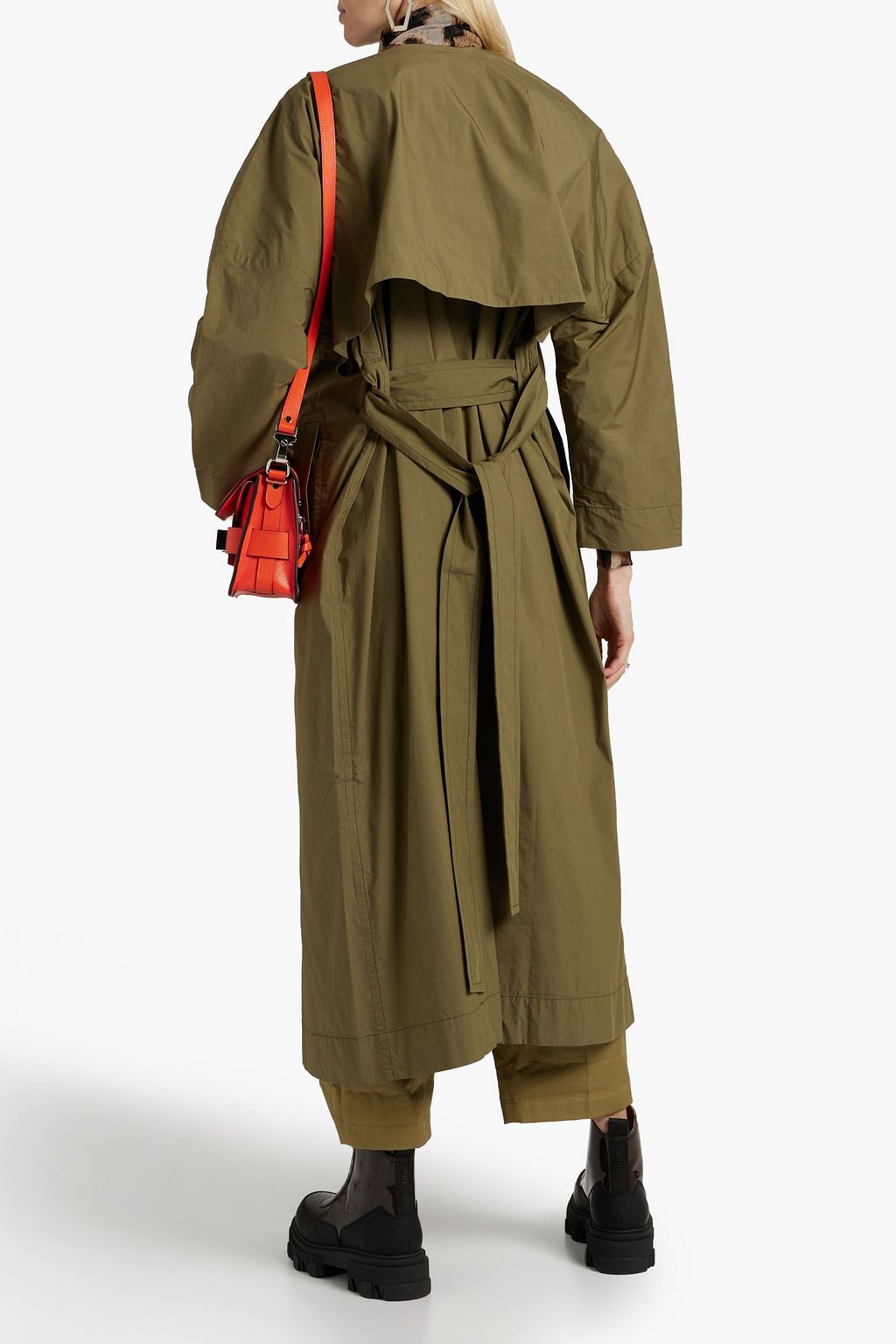 GANNI Belted organic cotton-blend trench coat