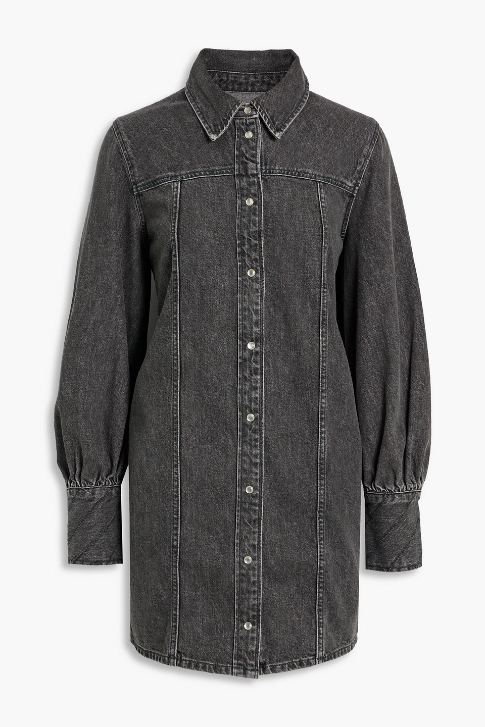 GANNI DENIM MINI SHIRT DRESS,3074457345632482176