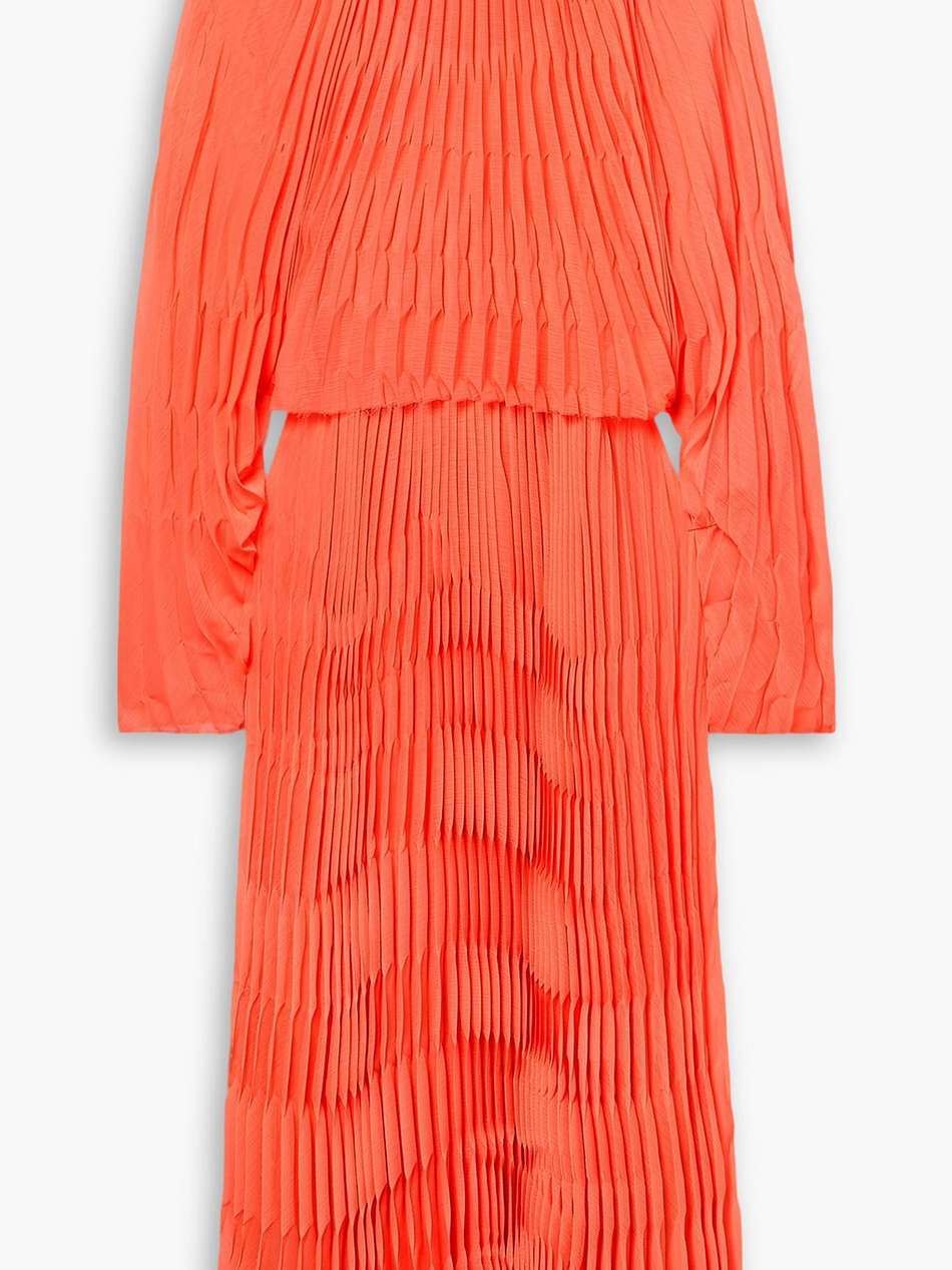 coraline layered pleated crepe midi dress