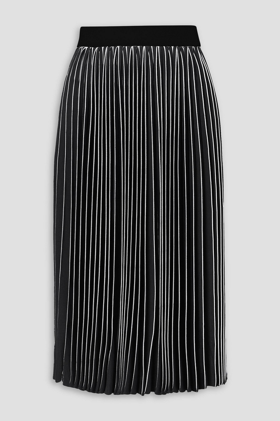 Partow Gigi Pleated Two-tone Stretch-knit Midi Skirt In Black