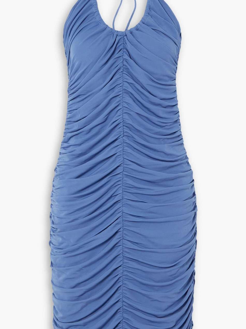ruched stretch-jersey  halterneck midi dress