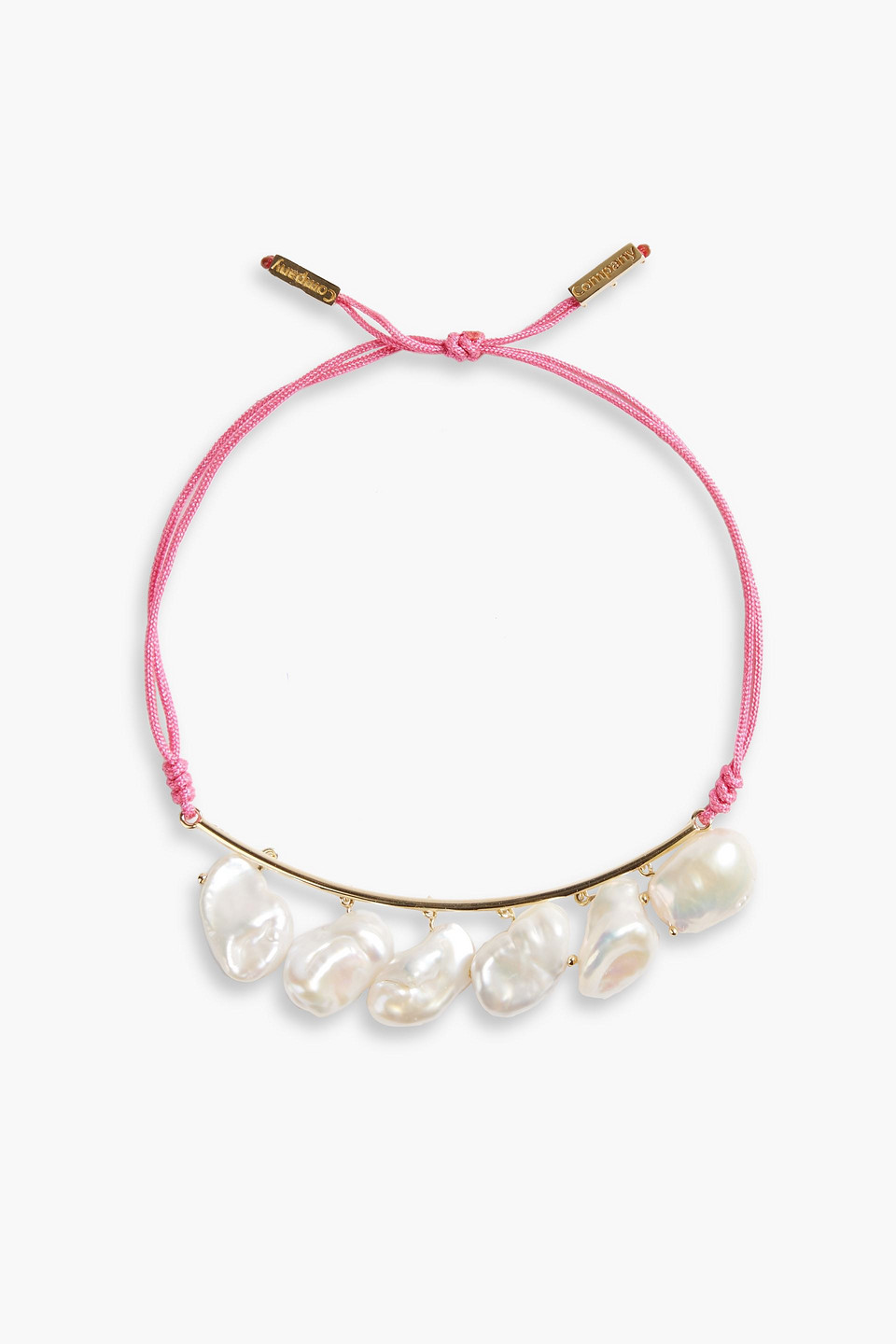 Charms Company 14-karat gold, freshwater pearl and cord bracelet