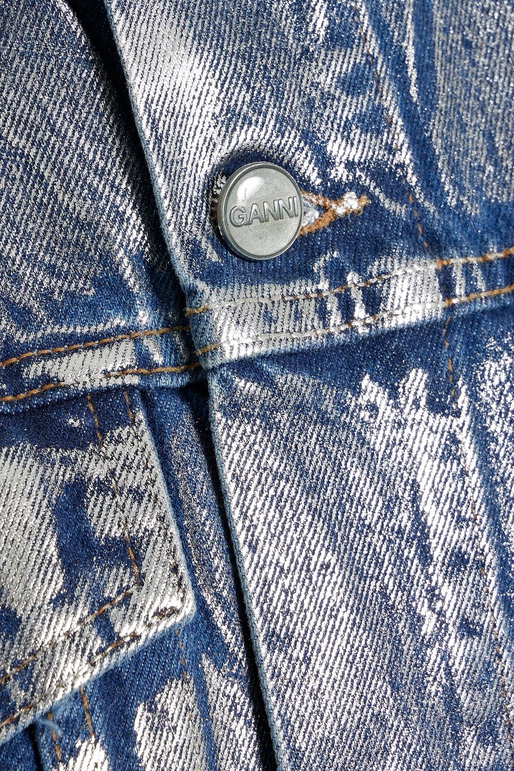 GANNI Metallic coated denim vest THE