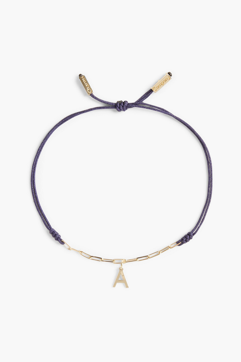 Charms Company 14-karat gold and cord bracelet