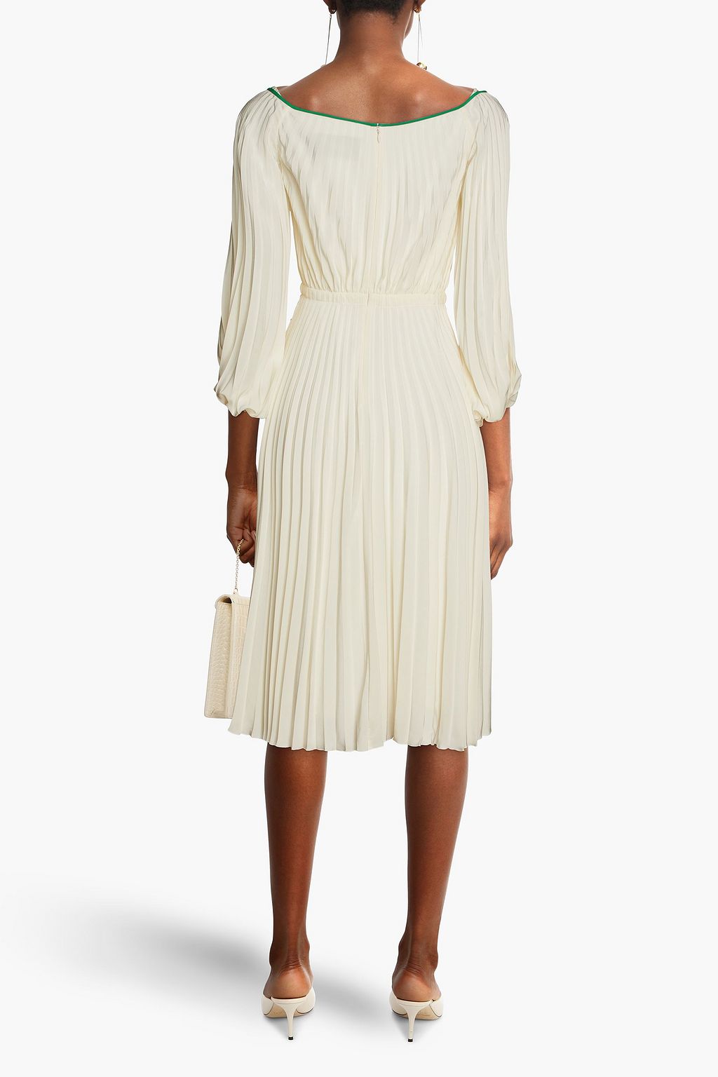 VALENTINO GARAVANI Pleated silk crepe de chine midi dress