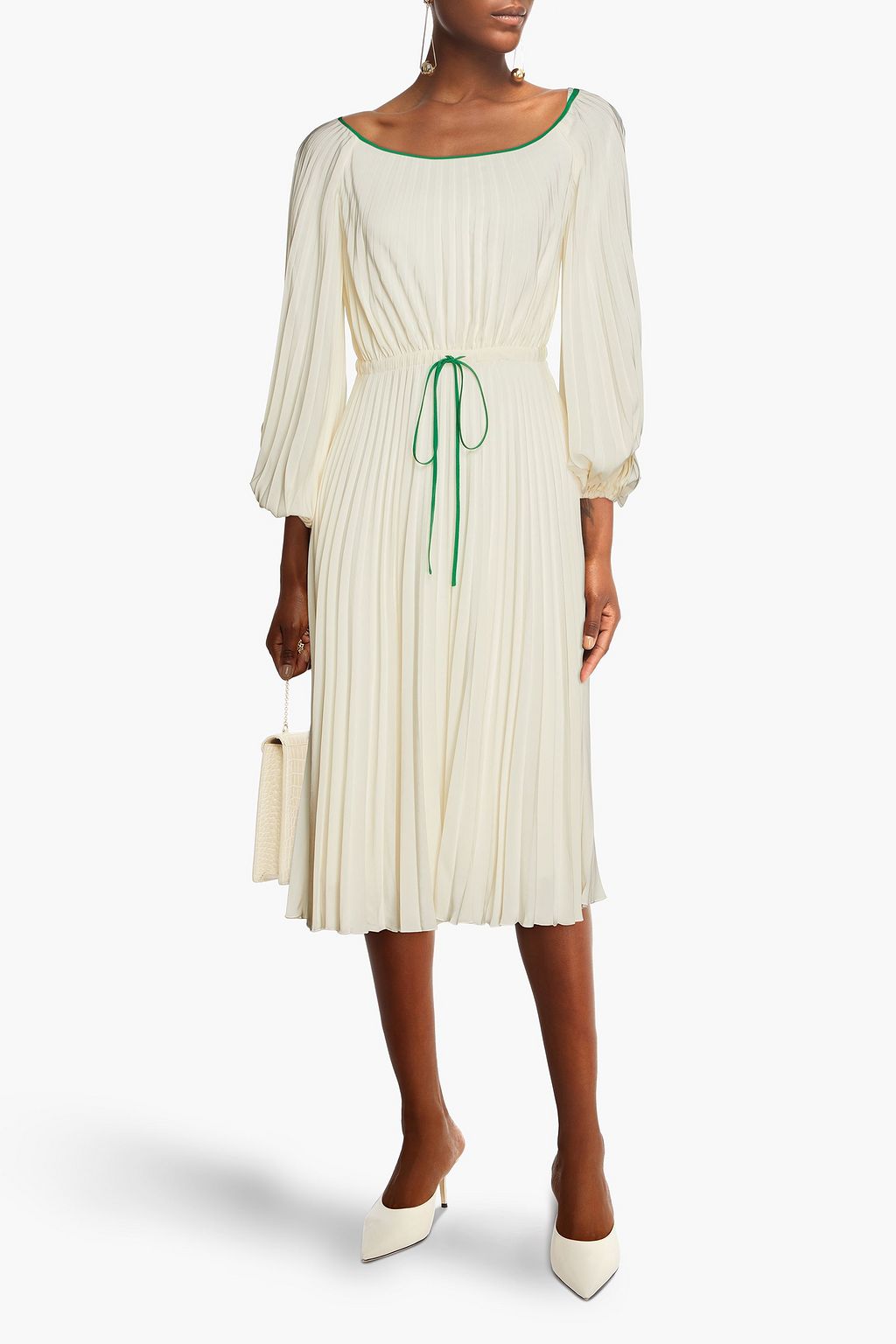 VALENTINO GARAVANI Pleated silk crepe de chine midi dress
