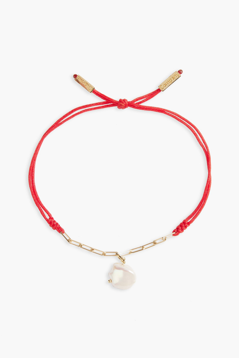 Charms Company 14-karat gold, freshwater pearl and cord bracelet