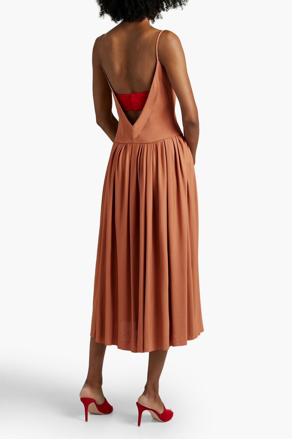 VICTORIA BECKHAM Layered pleated jersey midi dress