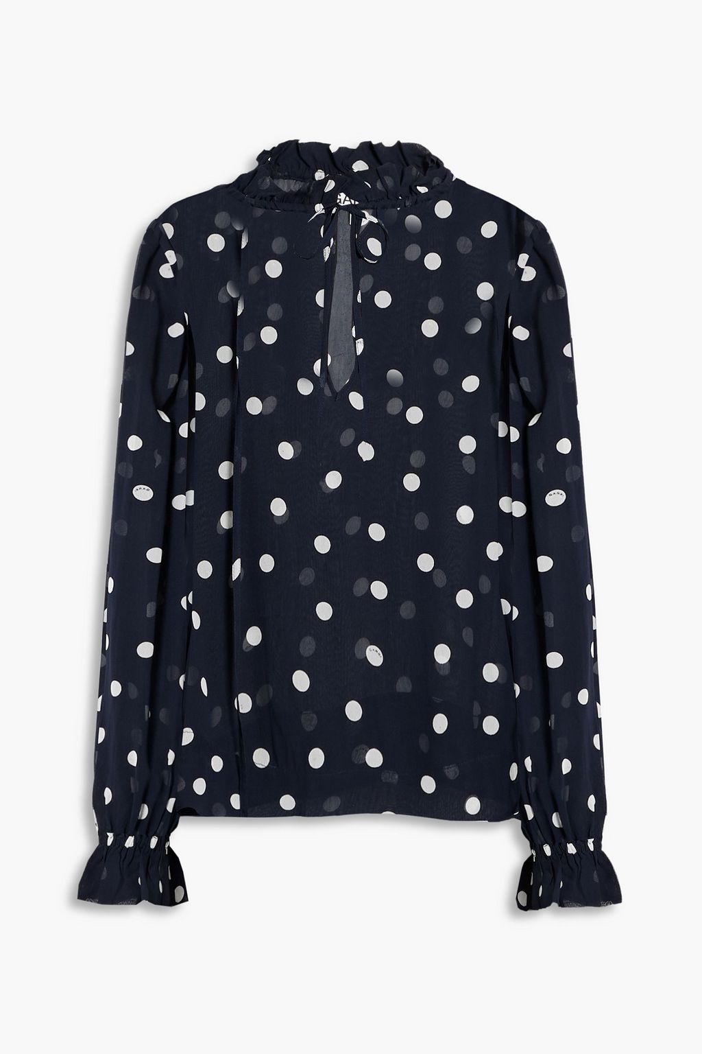 GANNI Ruffled polka-dot chiffon blouse | THE OUTNET