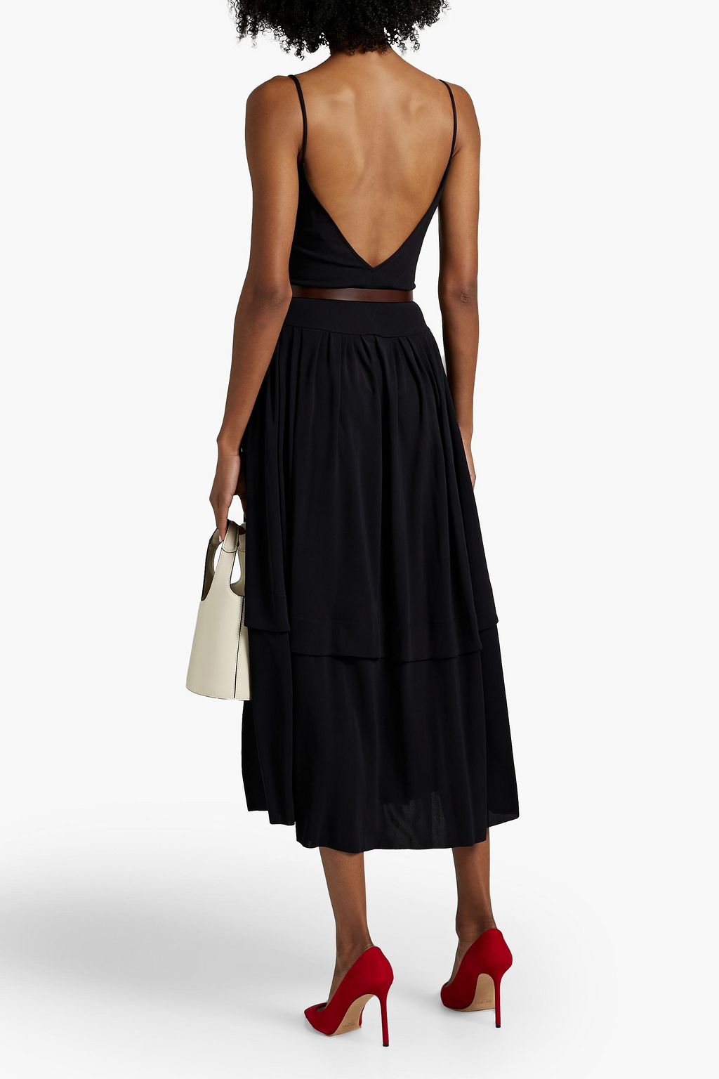 VICTORIA BECKHAM Belted gathered jersey midi dress