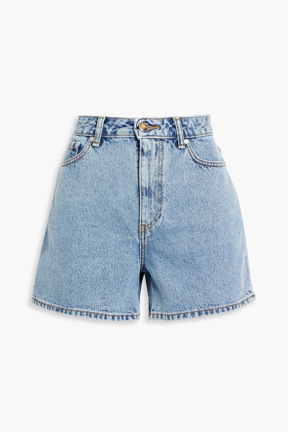 ganni - printed denim shorts - blue - 28