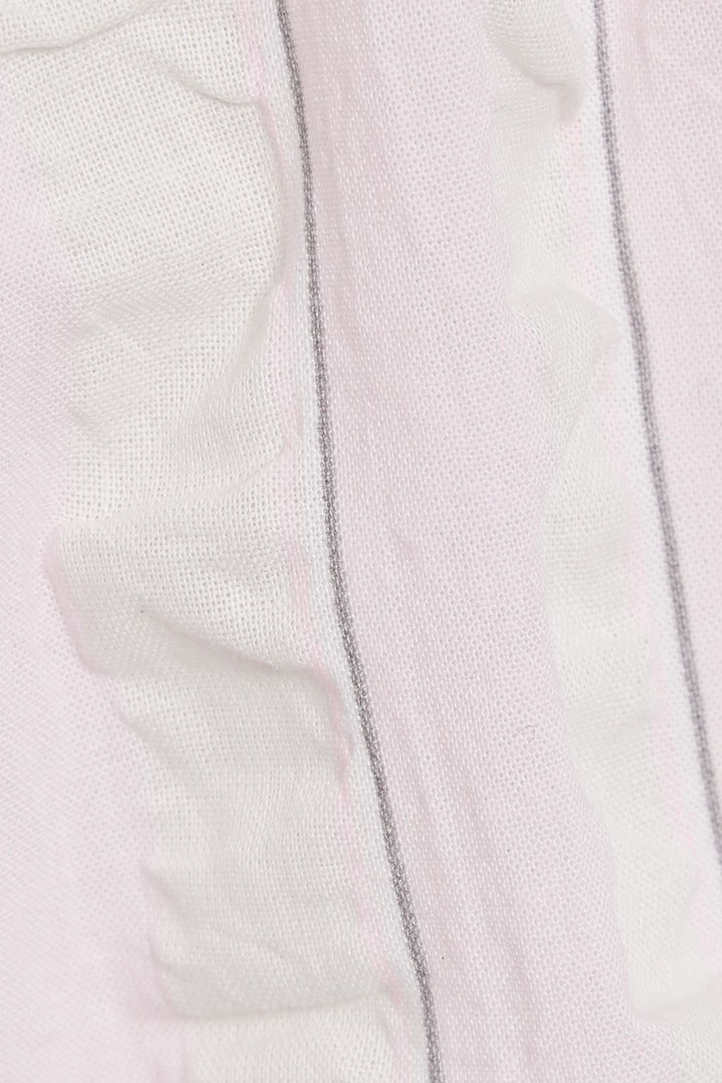 GANNI Cherry Blossom ruffled striped organic cotton-seersucker pajama shorts