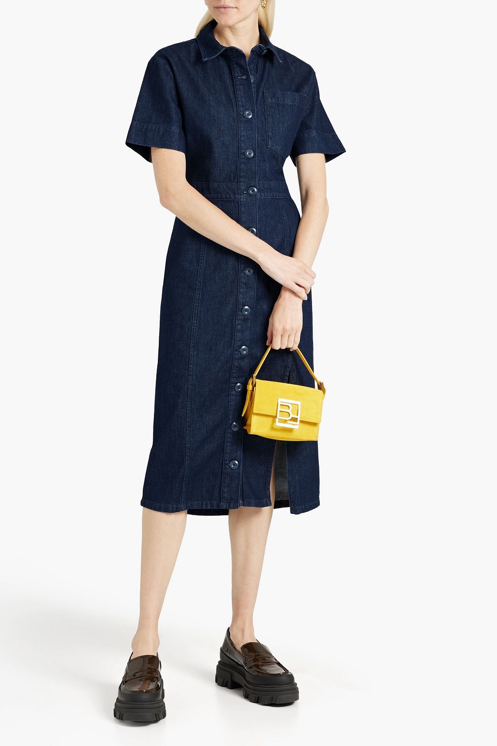TRIARCHY Denim midi shirt dress