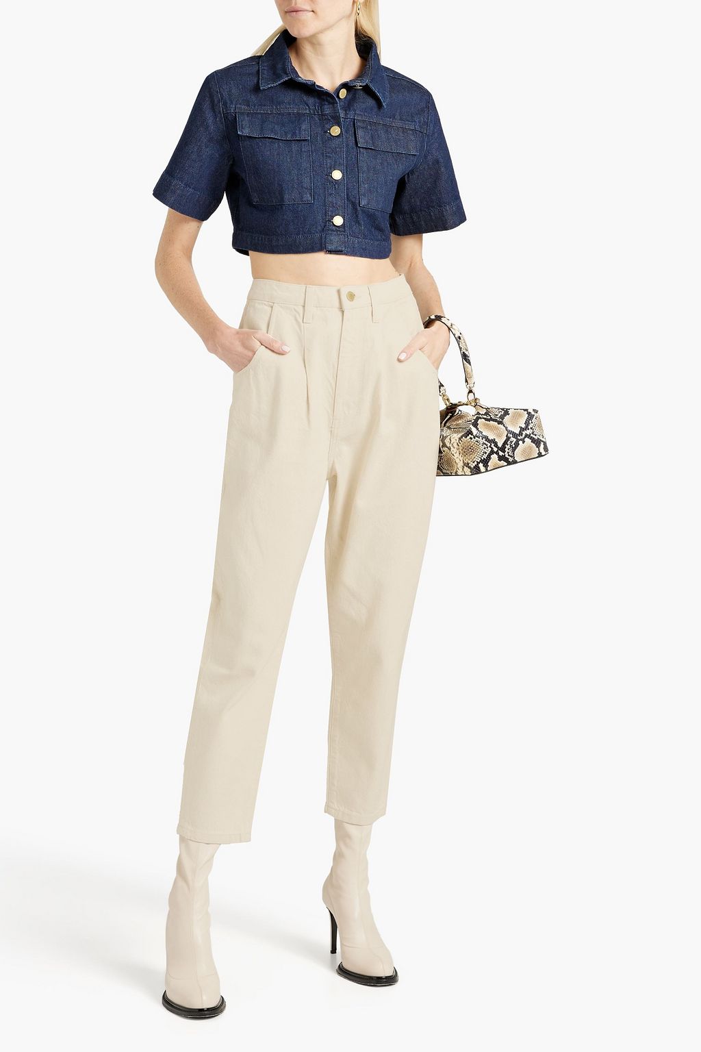 TRIARCHY Pleated high-rise tapered jeans