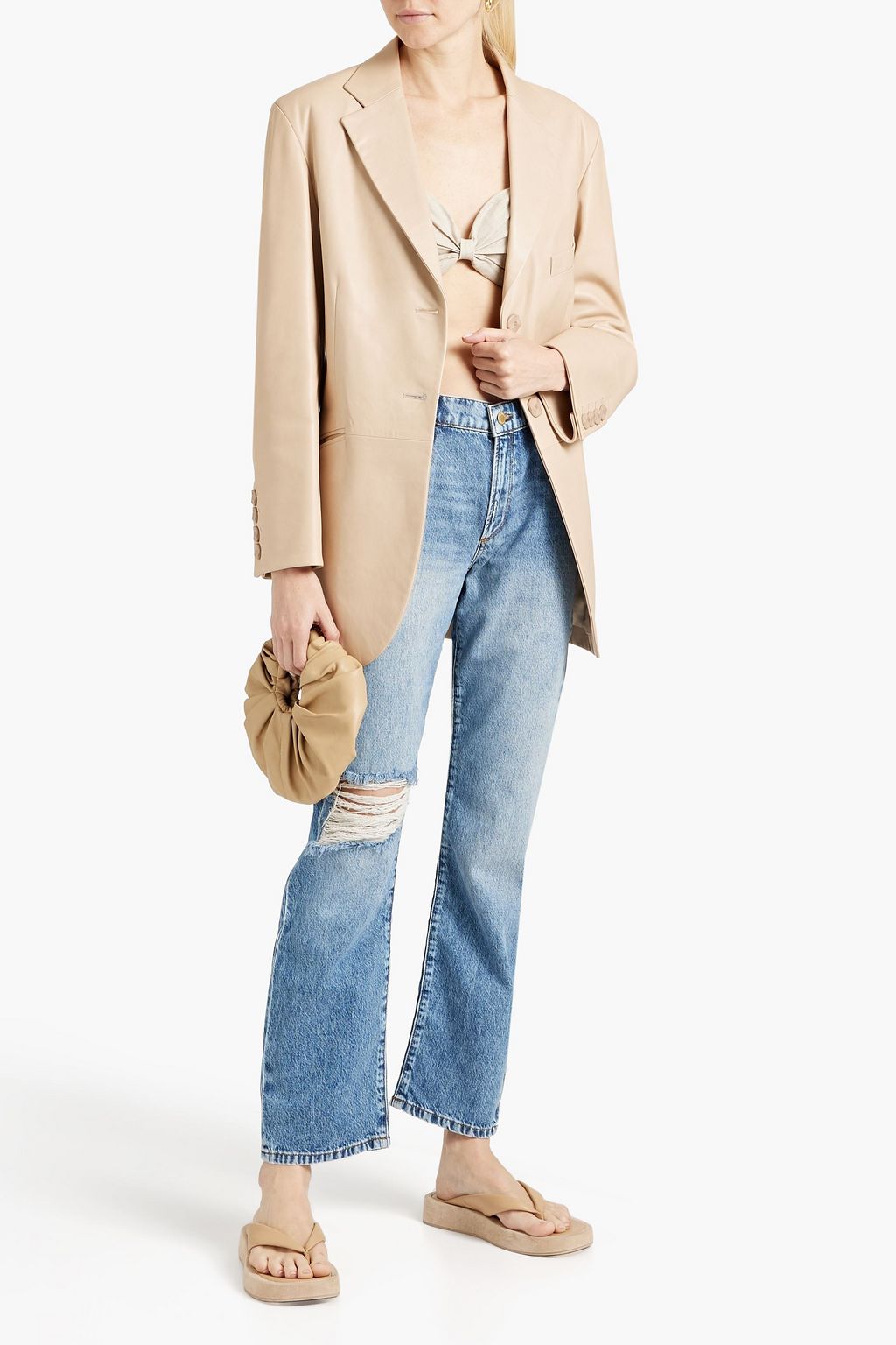 TRIARCHY Distressed high-rise straight-leg jeans