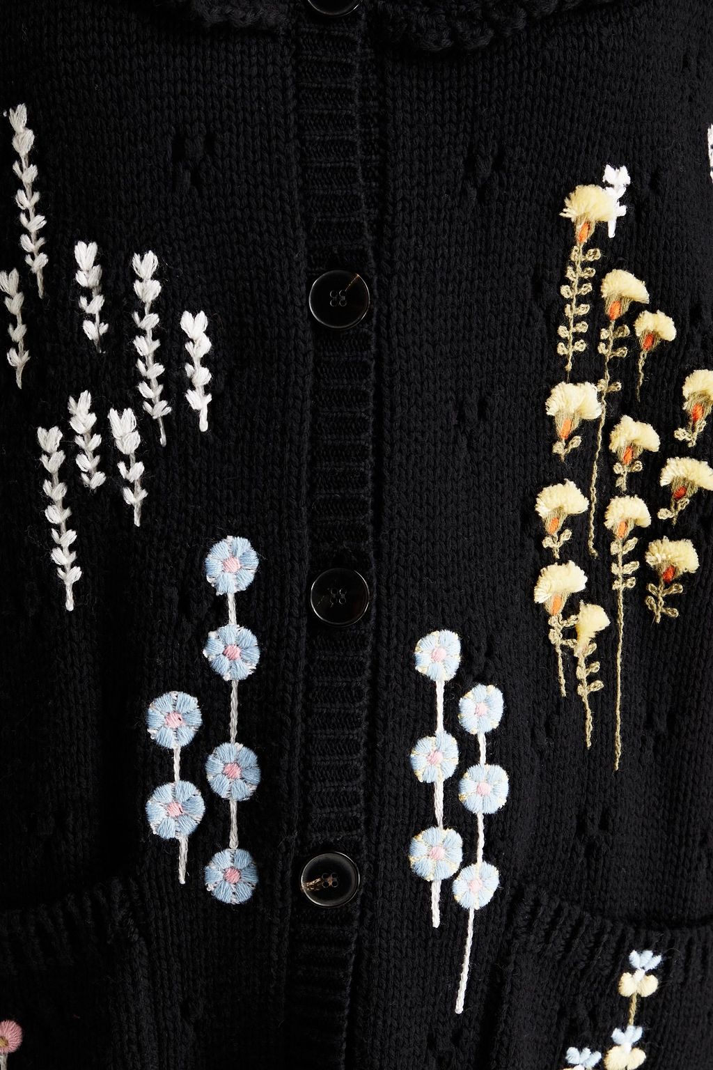 VALENTINO GARAVANI Embroidered pointelle-knit wool cardigan