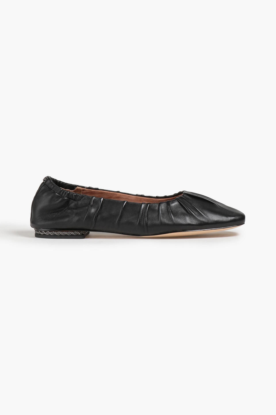 Sam Edelman Mallory Gathered Leather Ballet Flats In Black