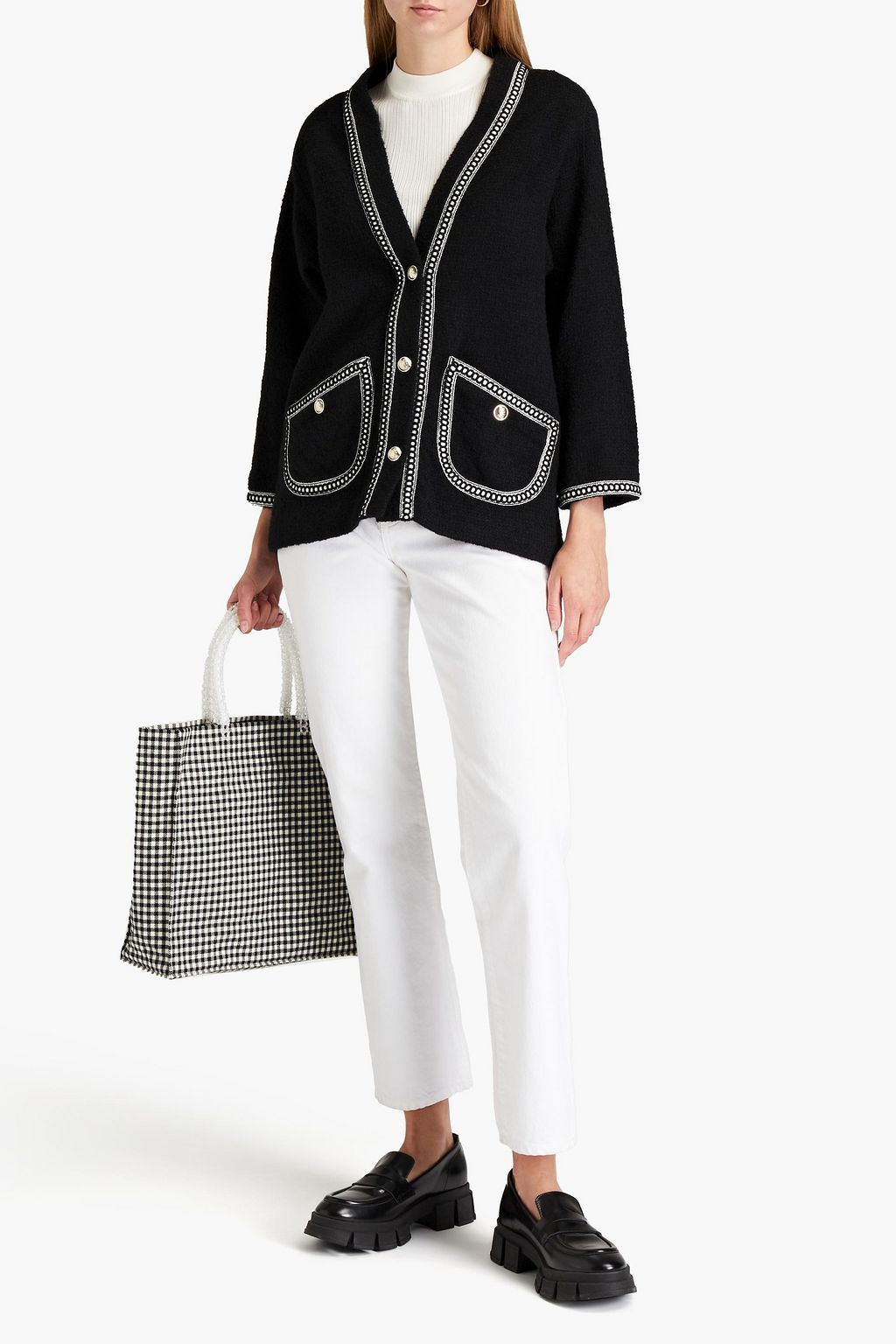 MAJE Picot-trimmed bouclé jacket