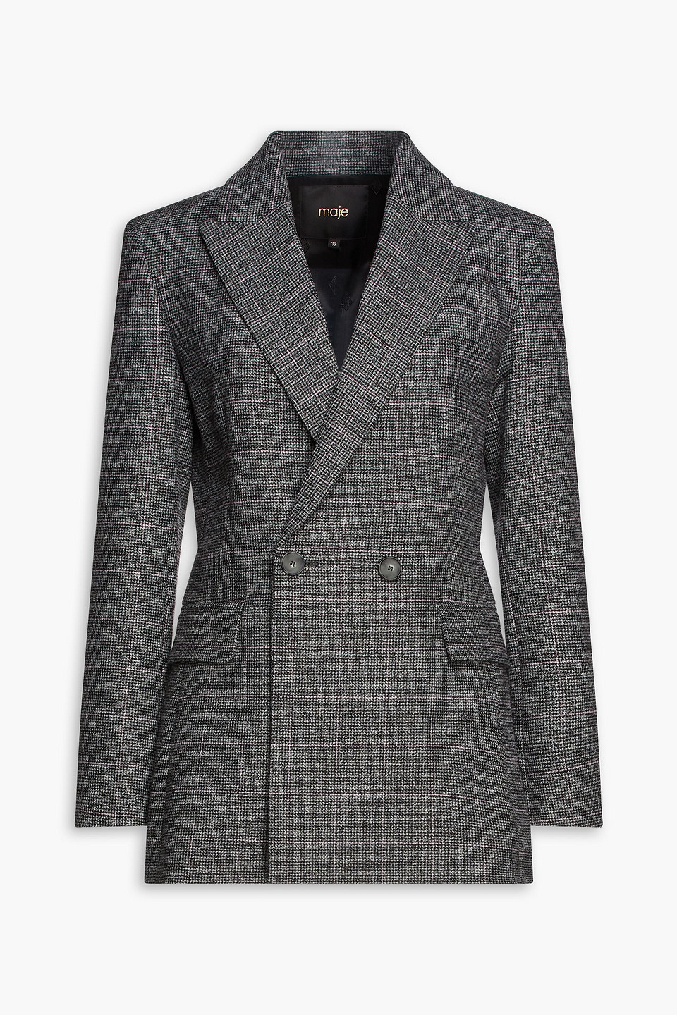 Maje - Double-breasted houndstooth tweed blazer - Gray - FR 42