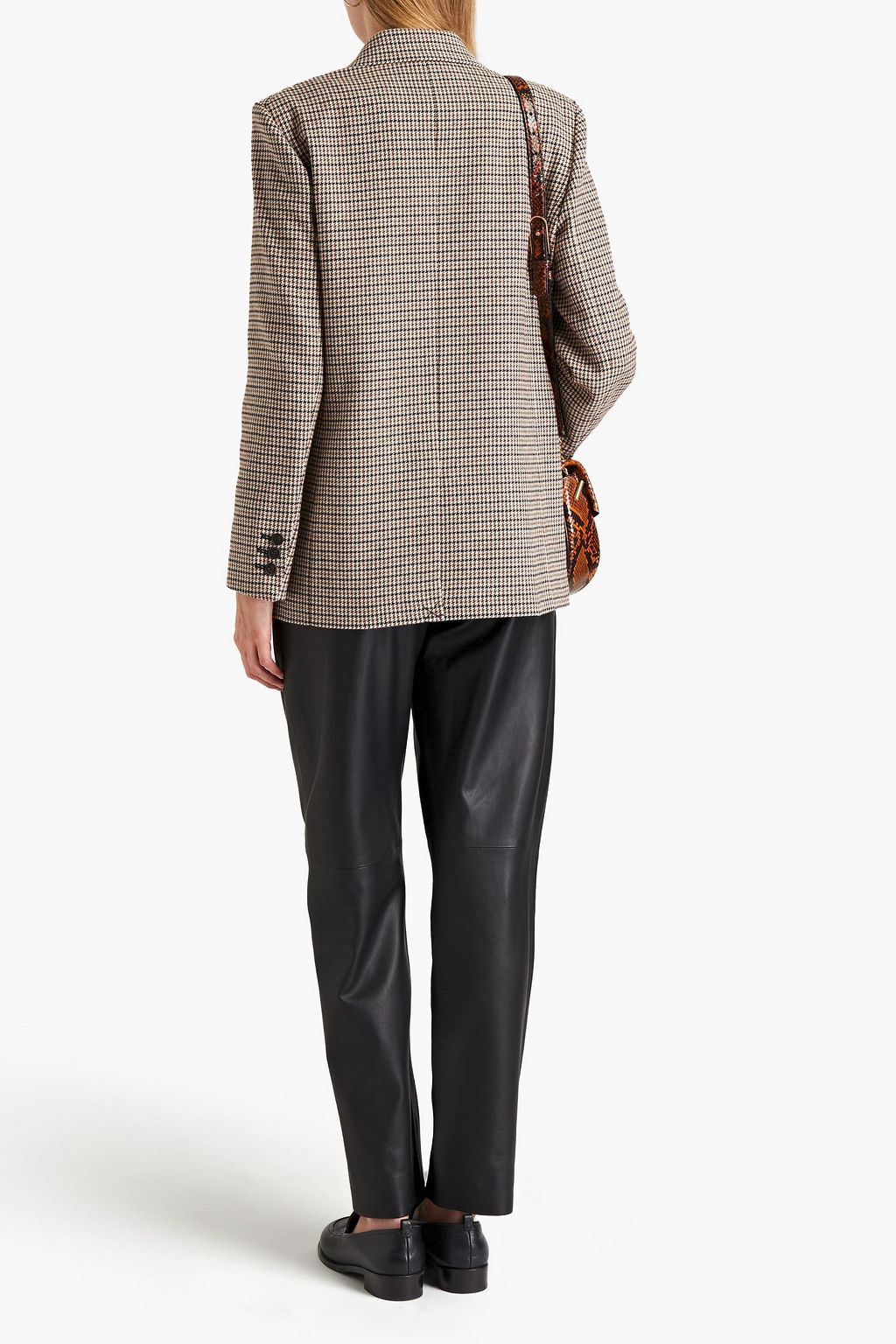 MAJE Double-breasted houndstooth tweed blazer