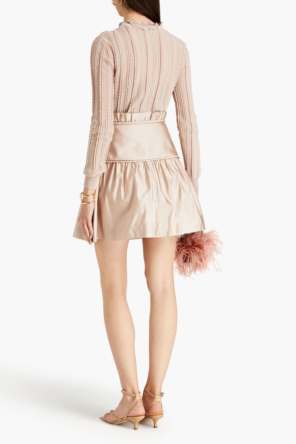 VALENTINO GARAVANI Gathered duchesse silk-satin mini skirt