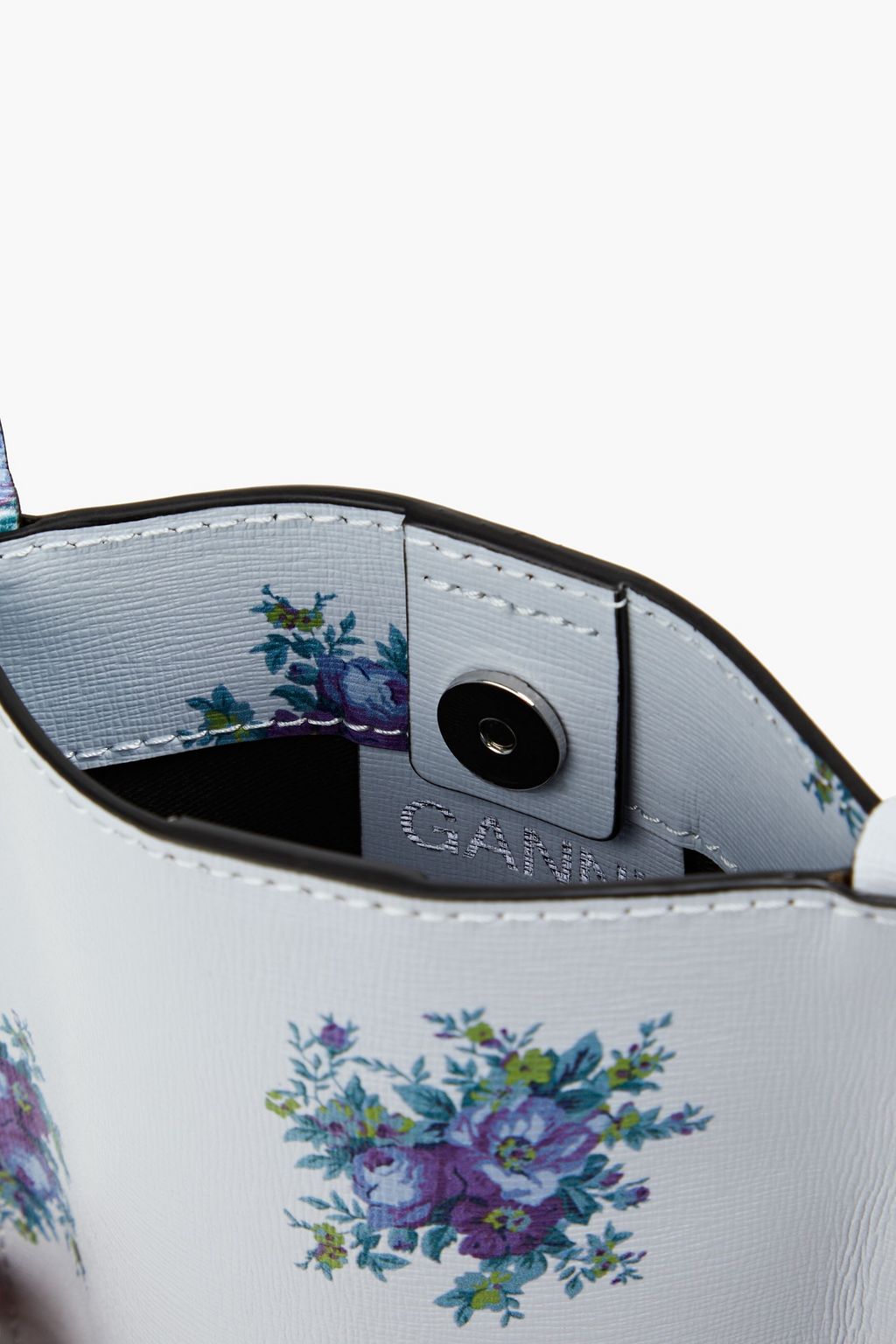 GANNI Floralprint textured leather tote THE