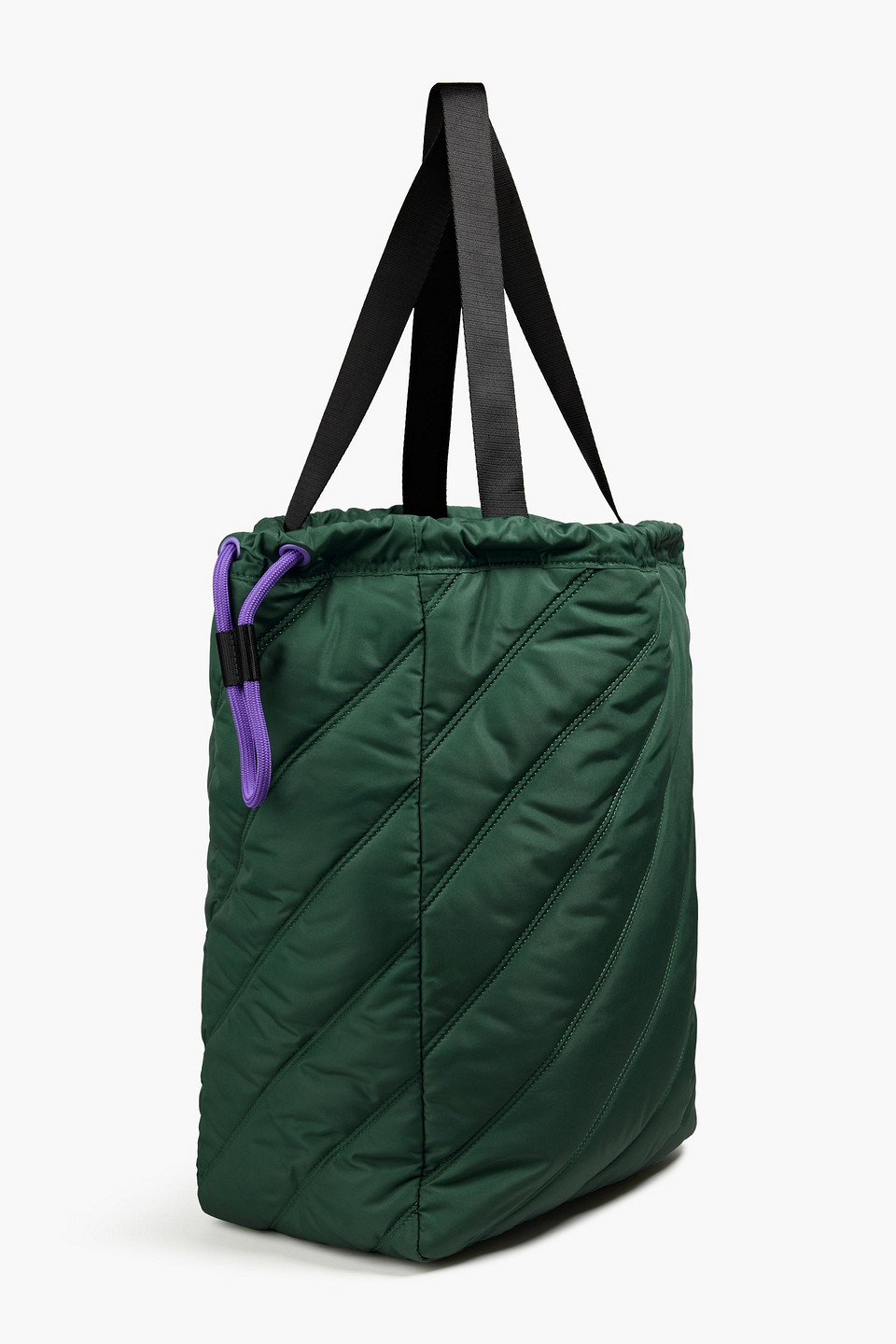 Ganni Logo-appliquéd Quilted Shell Tote In Green