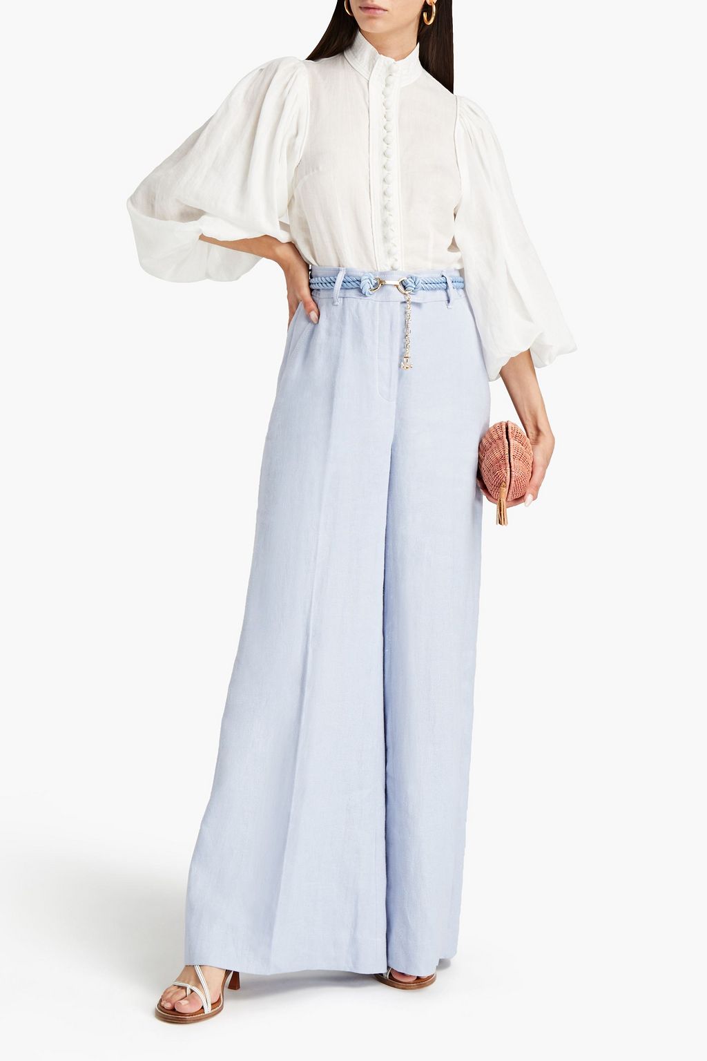 ZIMMERMANN Belted linen wide-leg pants