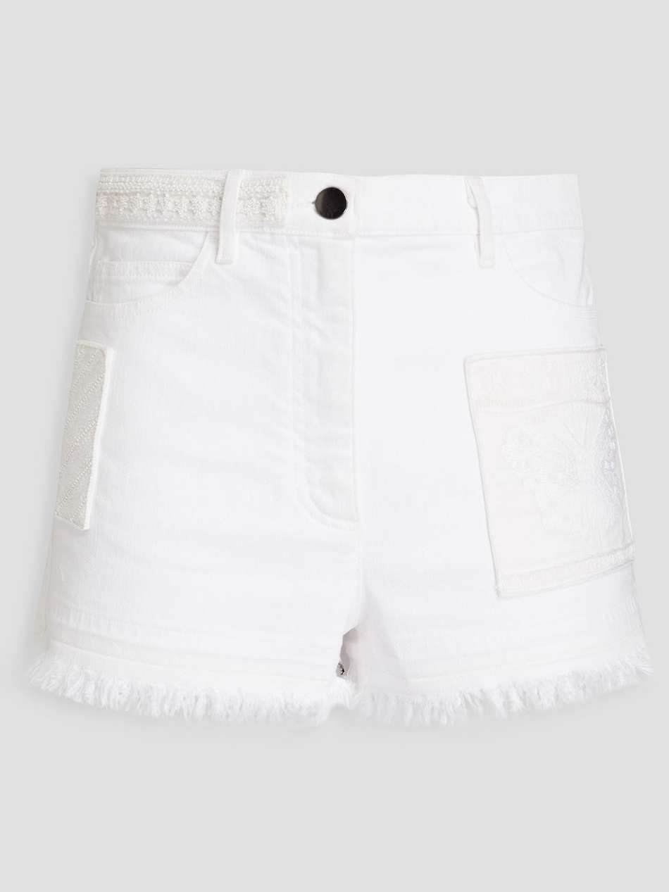 bead-embellished denim shorts