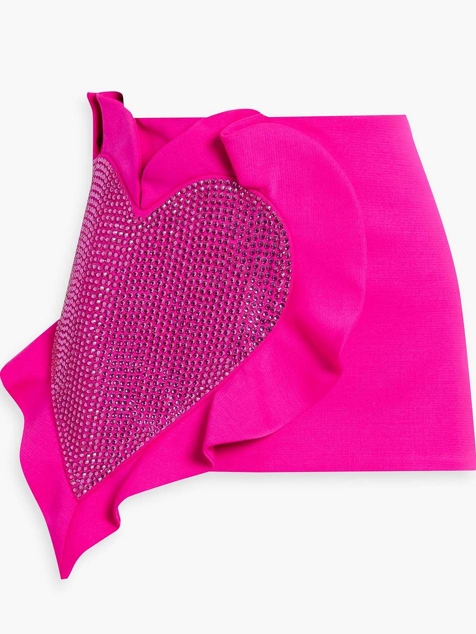 crystal-embellished ruffled wool-blend mini skirt