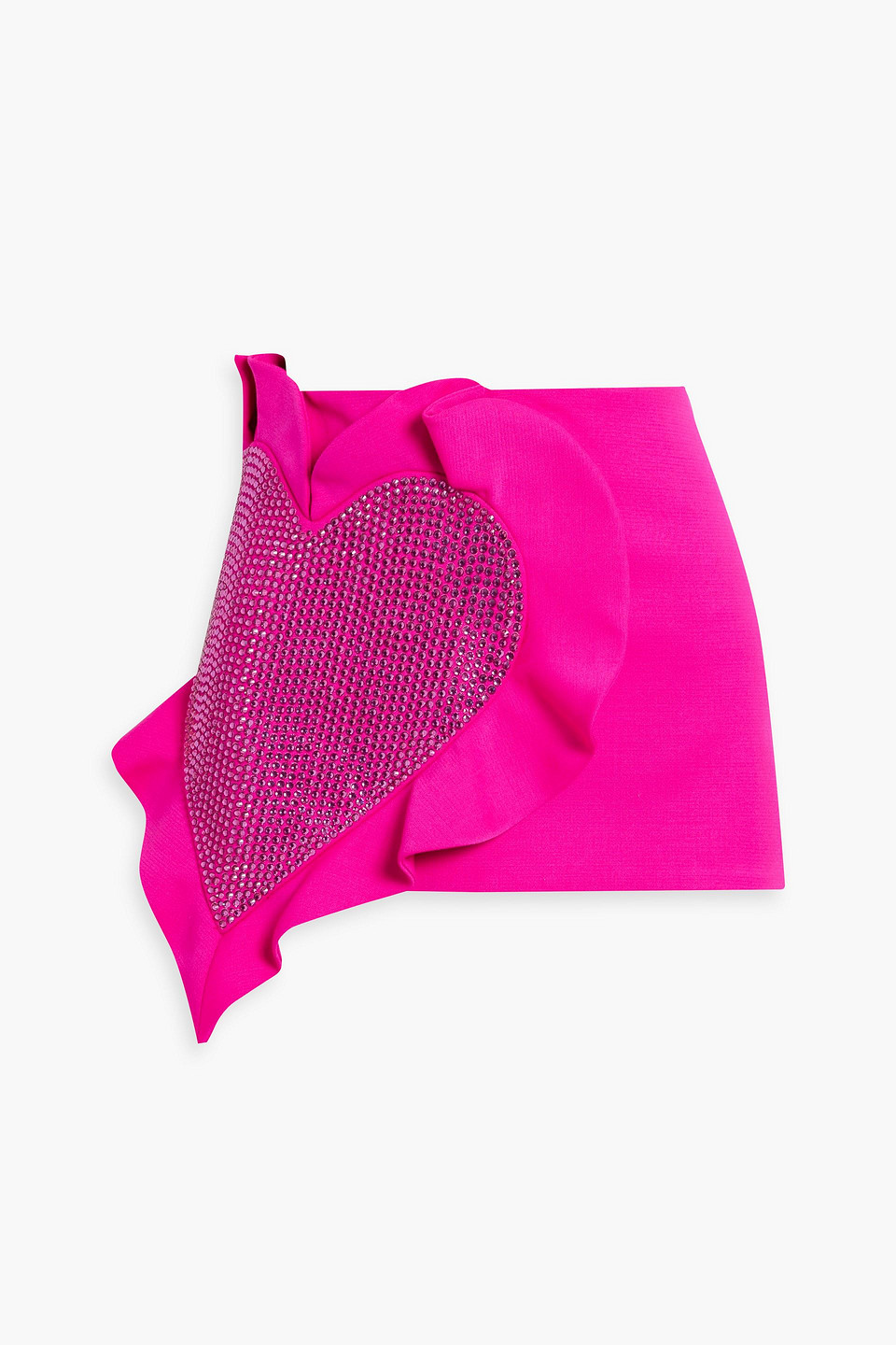 Shop Area Crystal-embellished Ruffled Wool-blend Mini Skirt In Bright Pink