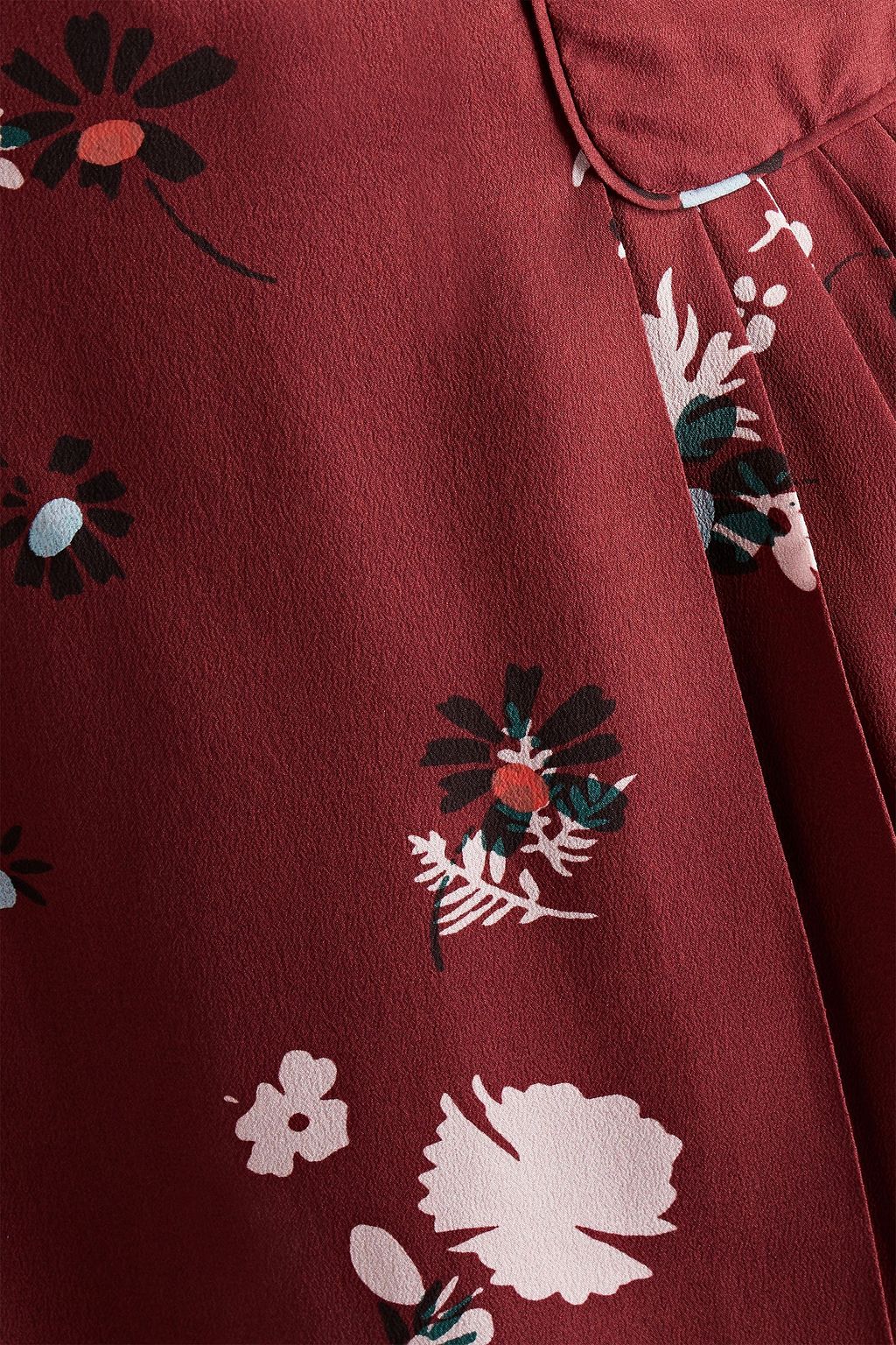 VALENTINO GARAVANI Pleated floral-print silk crepe de chine skirt