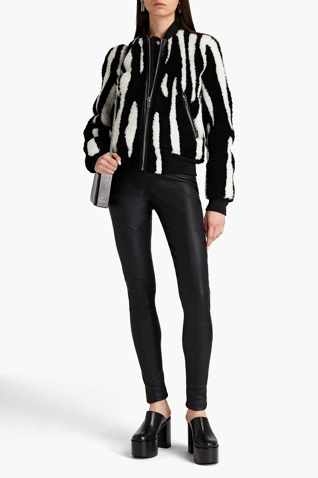 RICK OWENS Zebra-print shearling bomber jacket