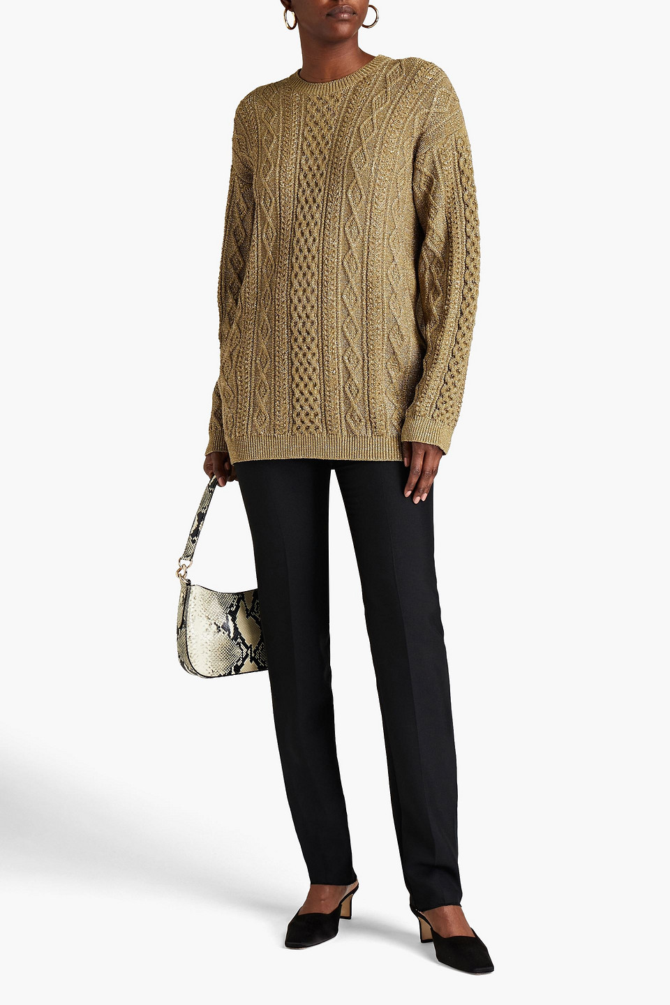 VALENTINO METALLIC CABLE-KNIT SWEATER