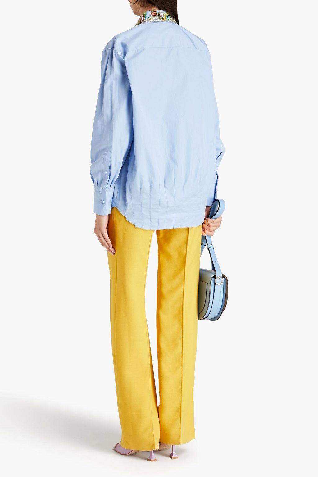 VALENTINO GARAVANI Bow-embellished wool and silk-blend straight-leg pants