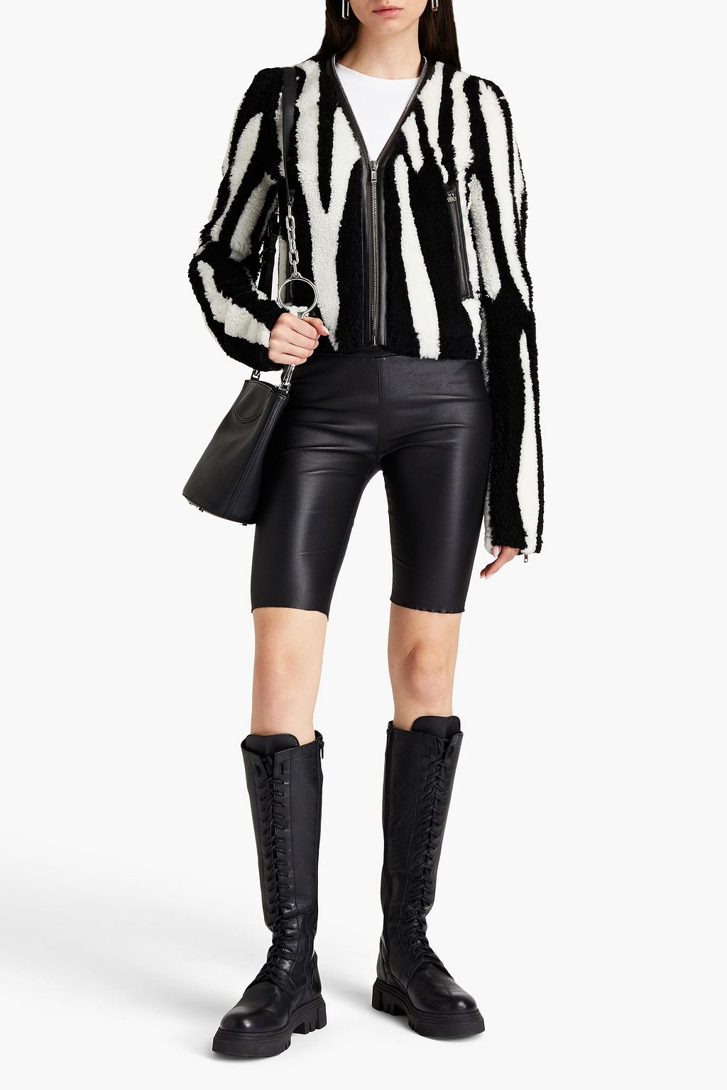 RICK OWENS Zebra-print shearling jacket