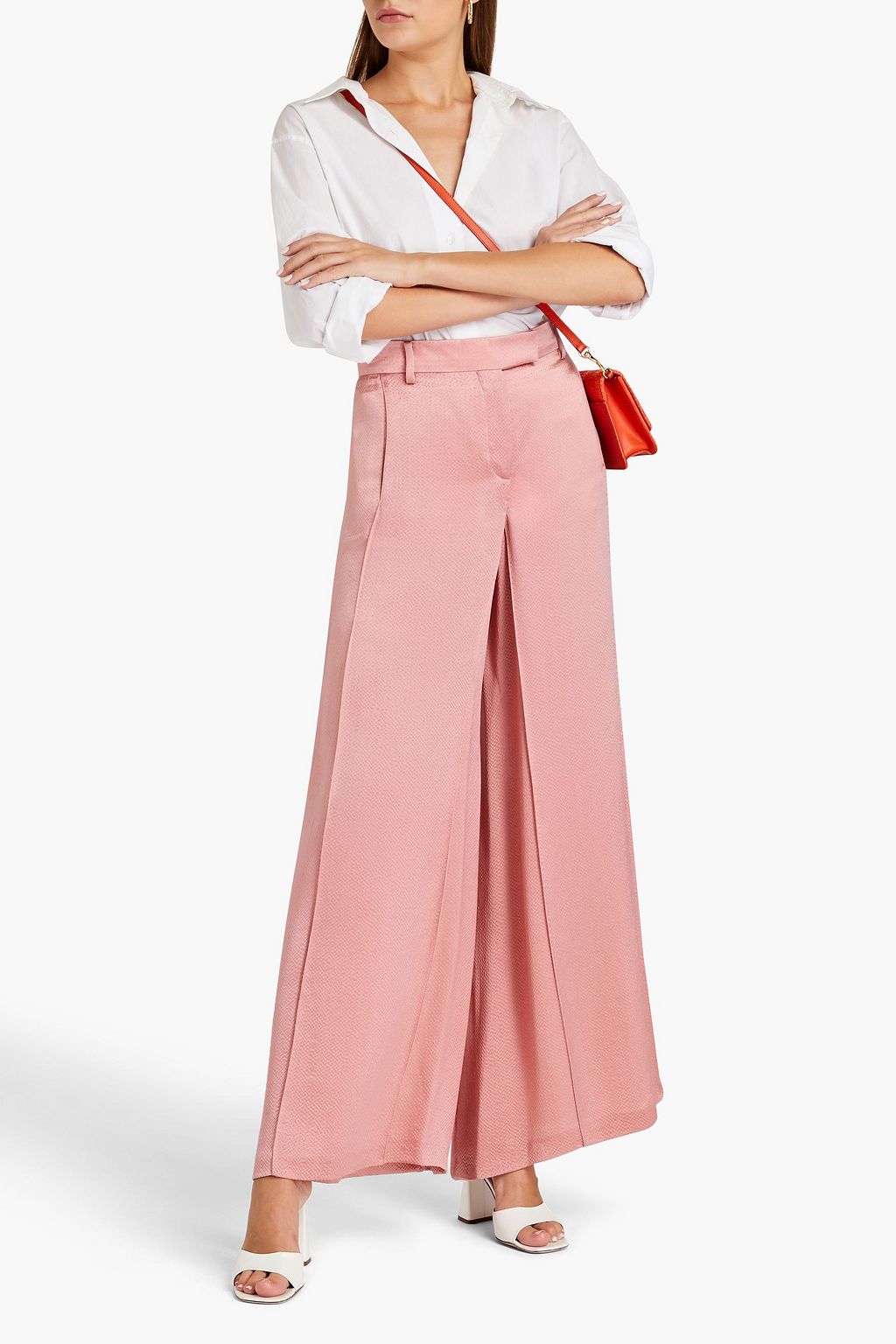 VALENTINO GARAVANI Hammered-satin wide-leg pants