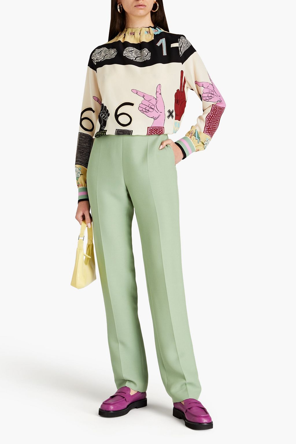 VALENTINO GARAVANI Silk and wool-blend crepe straight-leg pants