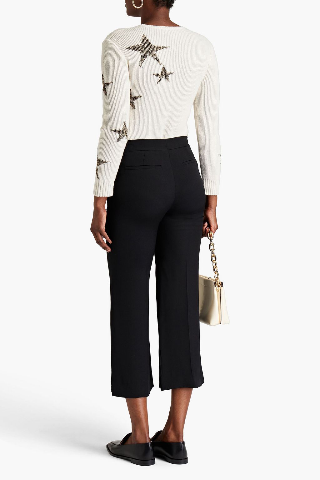 VALENTINO GARAVANI Cropped silk-satin crepe flared pants