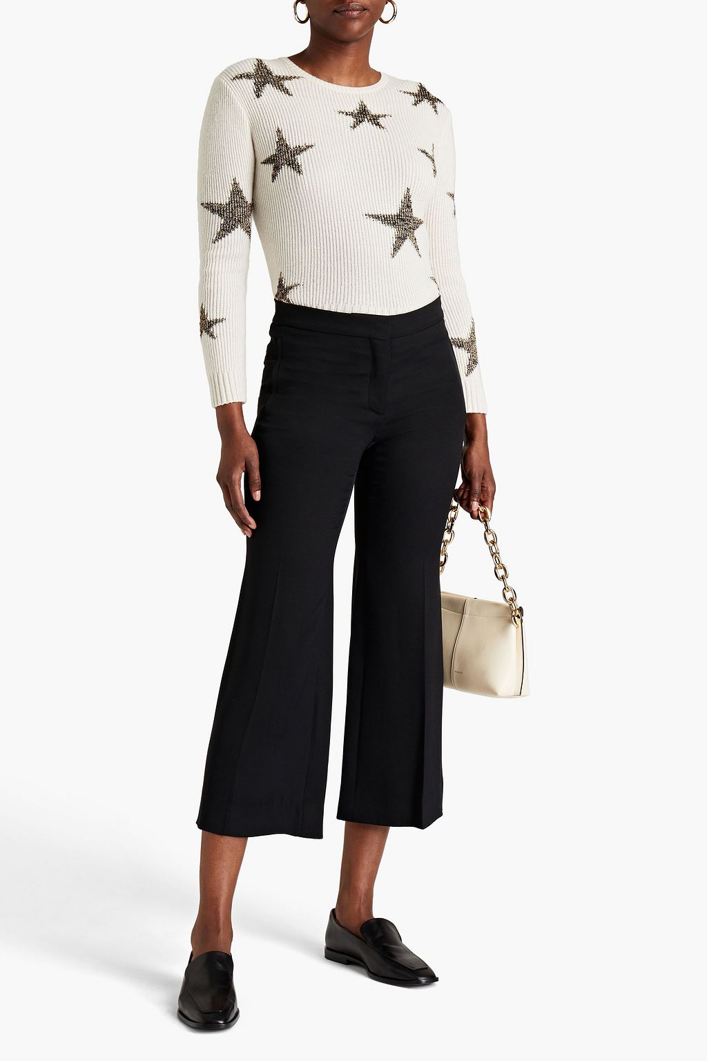 VALENTINO GARAVANI Cropped silk-satin crepe flared pants