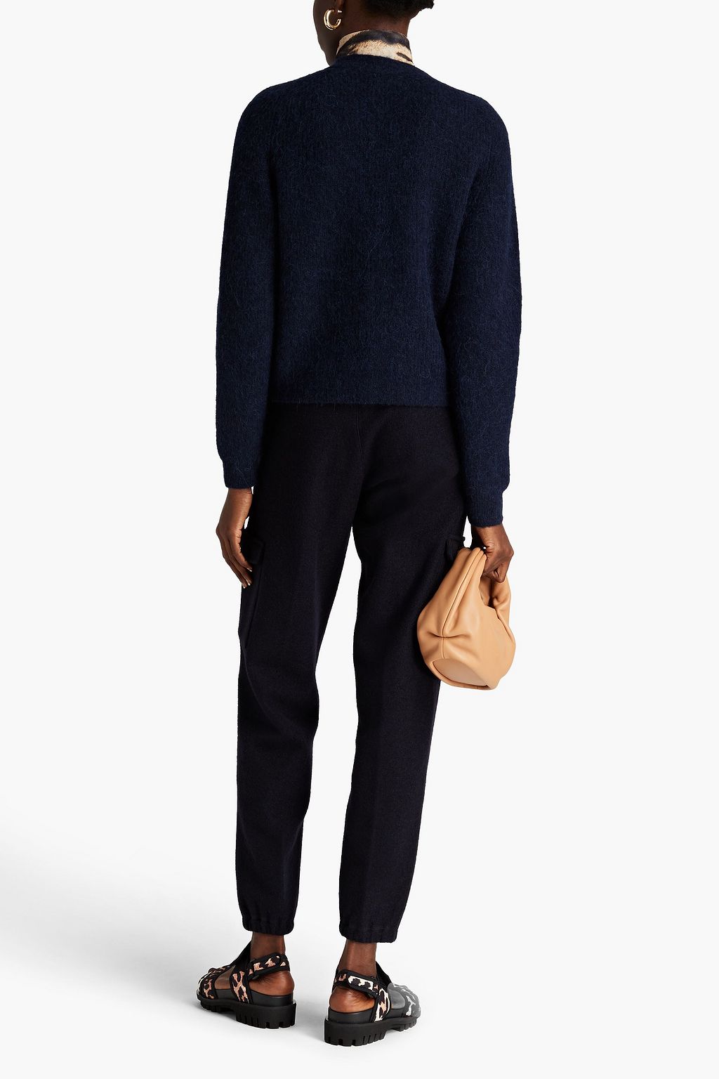 GANNI Mélange ribbed-knit cardigan