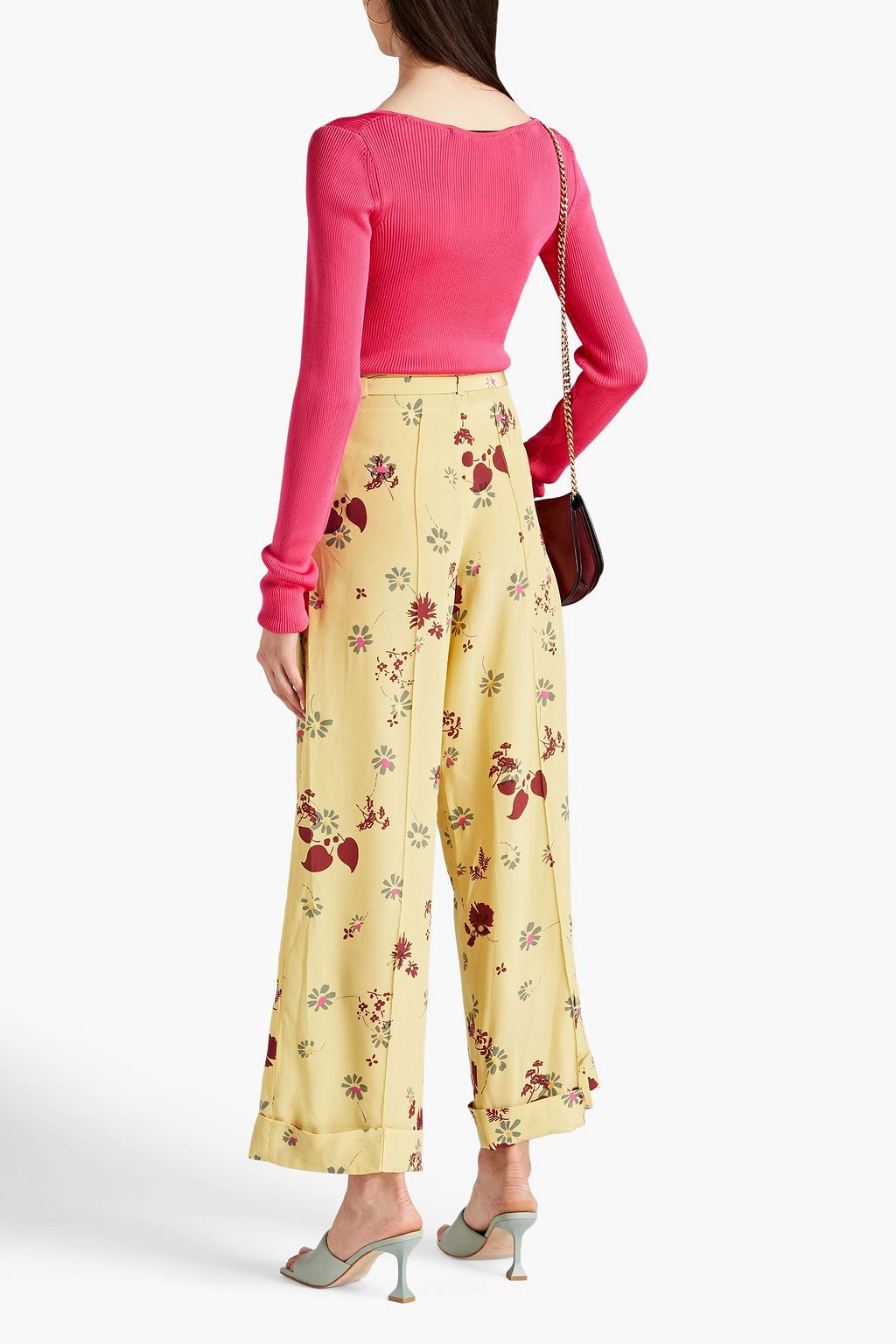 VALENTINO GARAVANI Belted floral-print silk crepe de chine wide-leg pants
