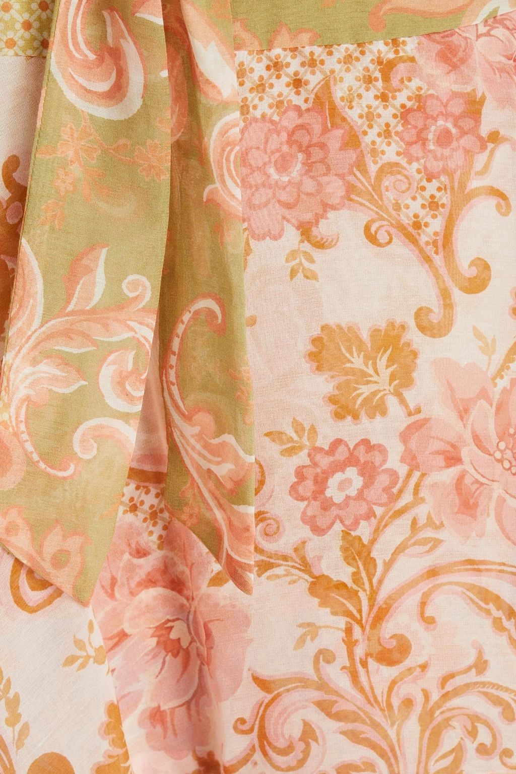 ZIMMERMANN Gestufter Midirock aus einer Baumwoll-Seidenmischung mit floralem Print