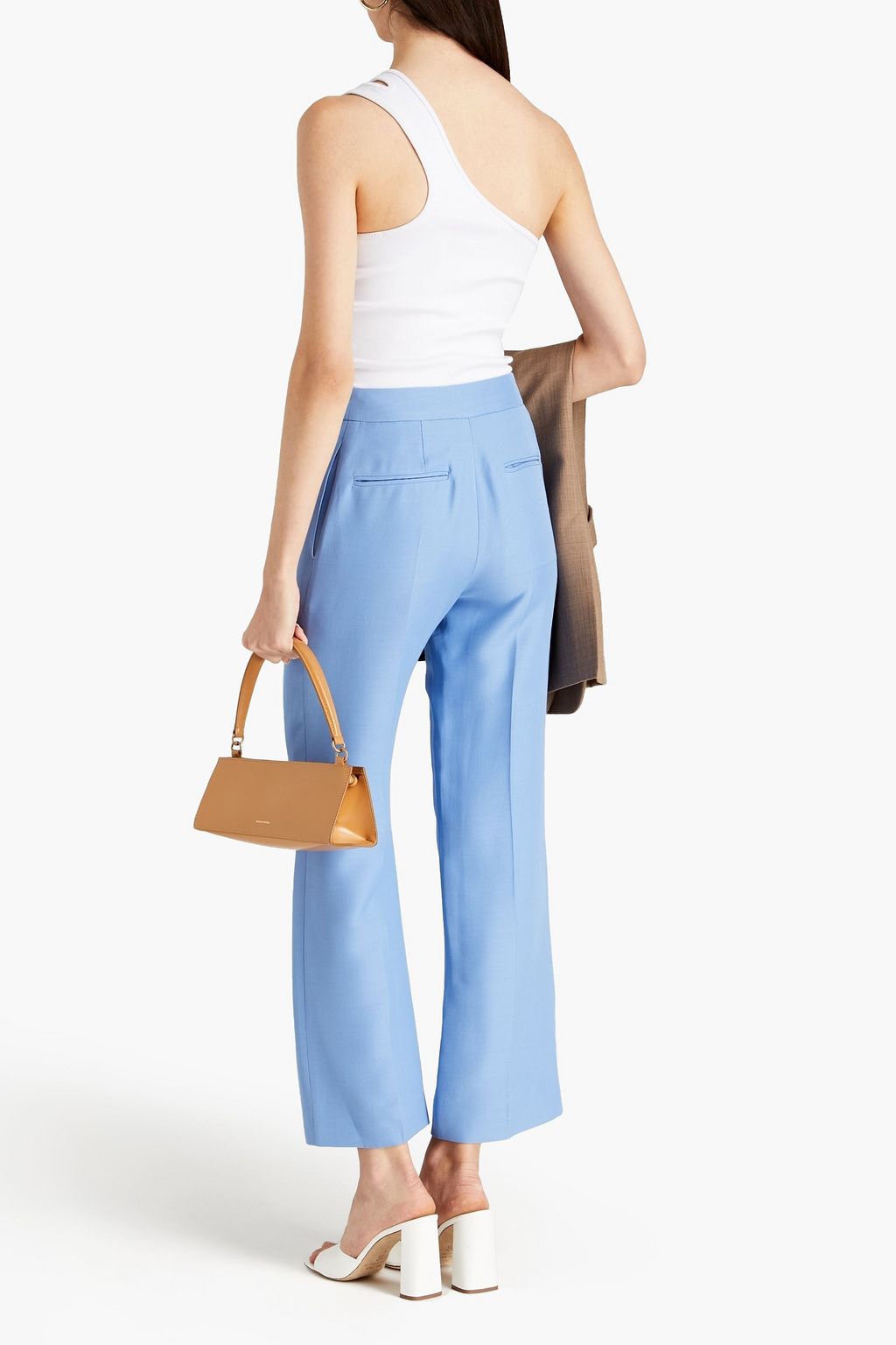VALENTINO GARAVANI Cropped silk and wool-blend straight-leg pants